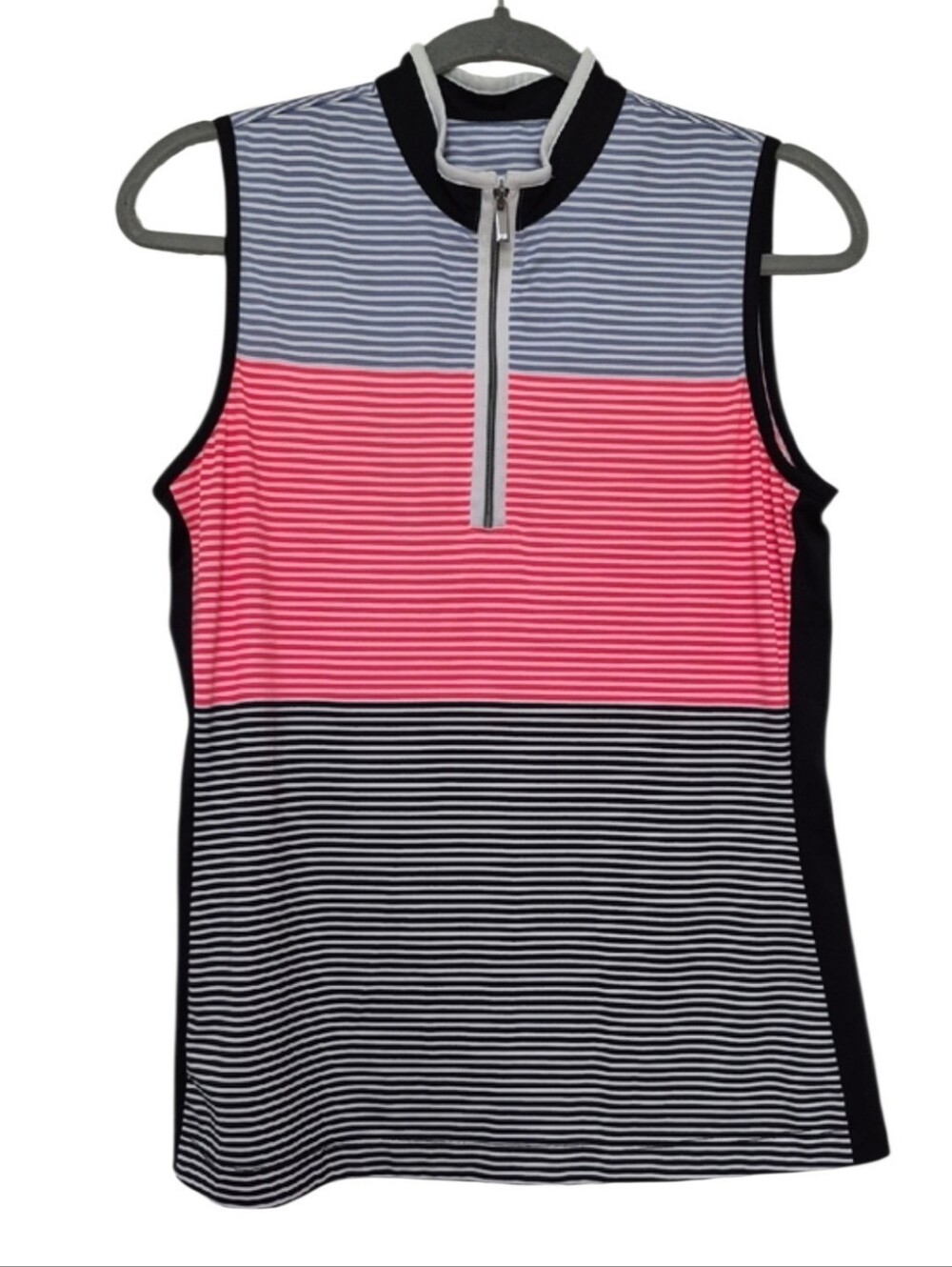 Tail Size Medium White Label Striped Athletic Top Zipper Accent Stretchy